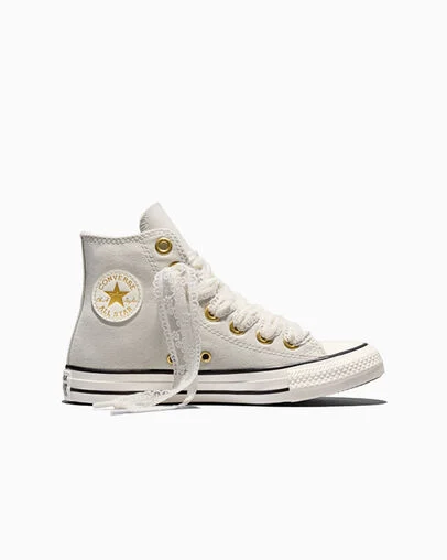 Chuck Taylor All Star Lace Light Grey/Gold/Vintage White, Outer Side View