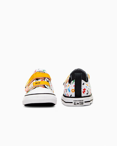 Chuck Taylor All Star Easy-On Doodles White/Yellow/Black, Heel View