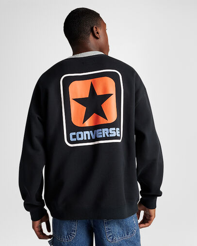 Loose-Fit Ringer Crew Neck Converse Black, Back View