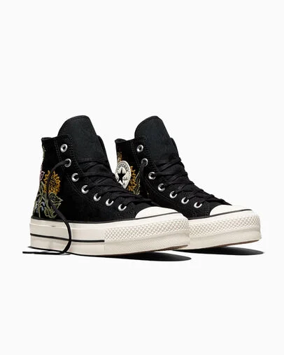 Chuck Taylor All Star Lift Platform Embroidered Florals Black/Vintage White/Black