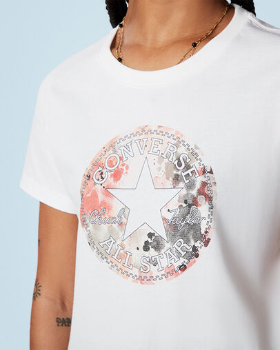 Festival Print Chuck Taylor Patch Short Sleeve T-Shirt White, Detail View
