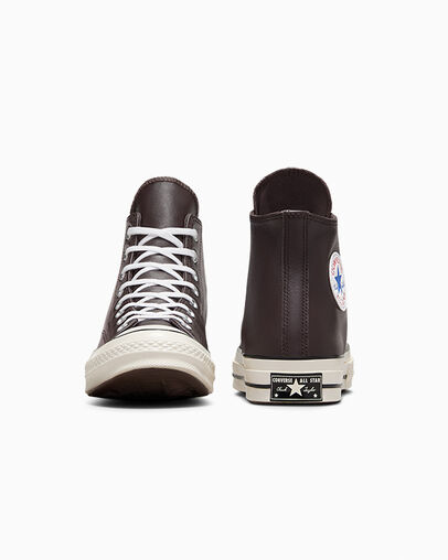 Chuck 70 Heritage Color Leather Coffee Nut/Blue/White, Heel View