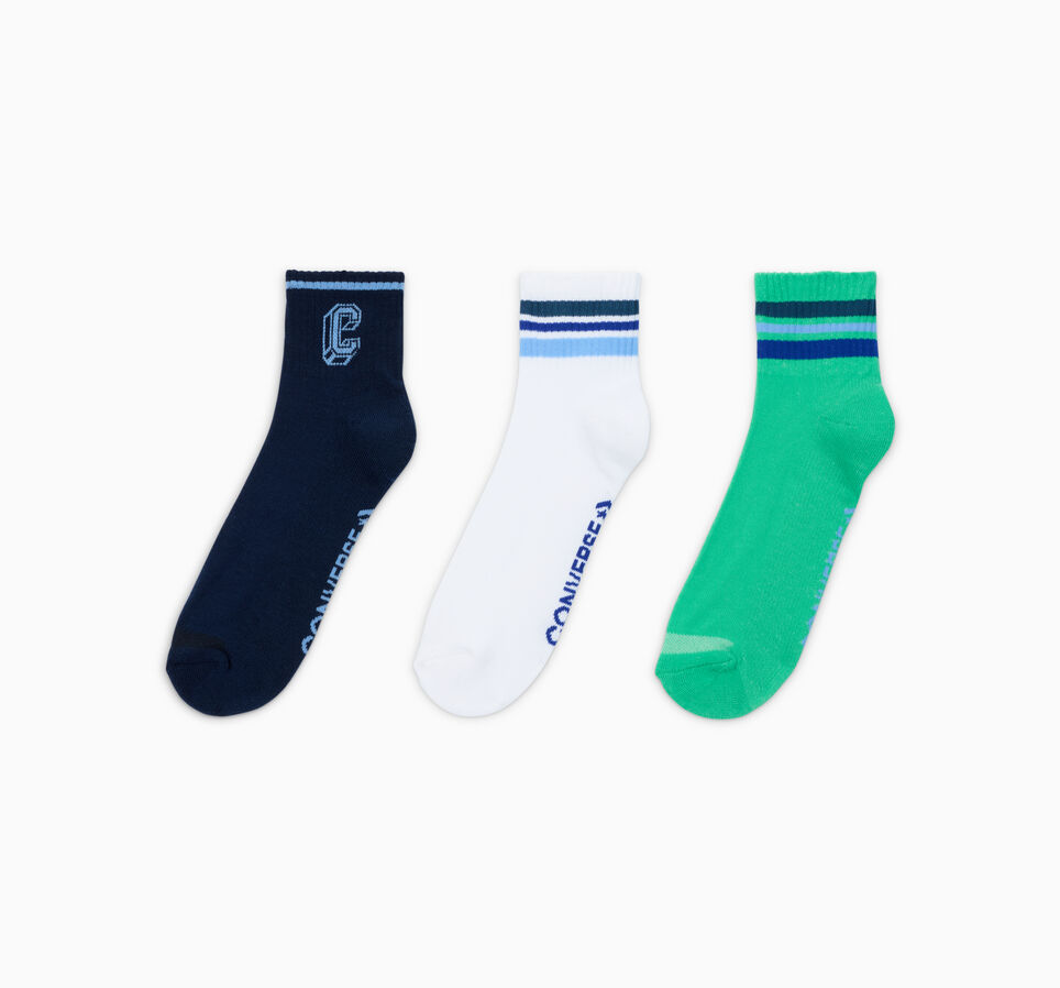 3-Pack Varsity Quarter Socks Navy/Wht/Green