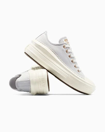 Chuck Taylor All Star Move Platform Lace Trim Barely Grey/Egret/Gold, Detail Angle View