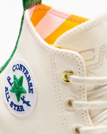 Run Star Hike Platform Camp Converse Egret/White/Green, Detail Angle View