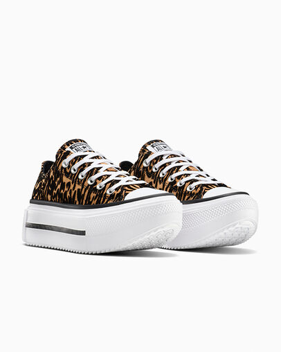 Chuck Taylor All Star Lift Double Stack Platform Leopard Incensed/Black/White, Top and Side View