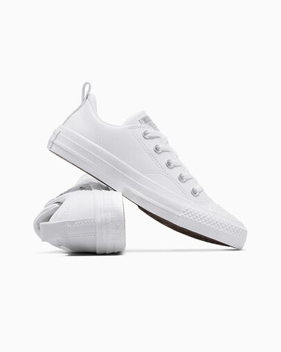Chuck Taylor All Star Malden Street Leather White/White/Mouse, Detail Angle View