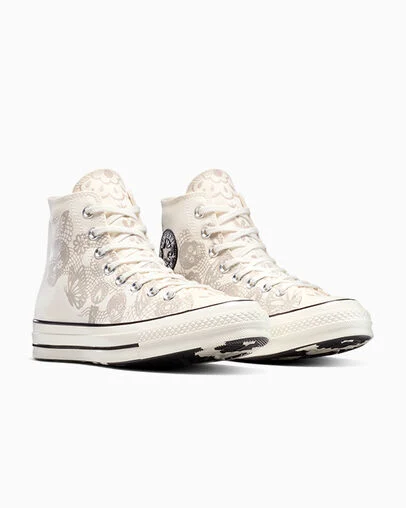 Chuck 70 Day Of The Dead Egret/Papyrus/Black, Top and Side View