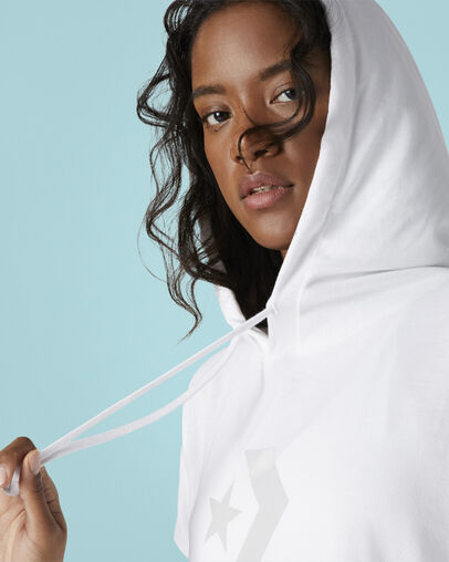 Oversized Pullover Hooded White, Full Body View