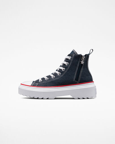 Chuck Taylor All Star Lugged Lift Platform Retro Denim Obsidian/White/Red, Inner Side View