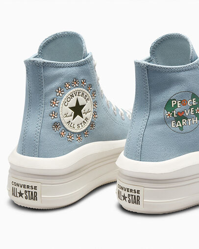 Chuck Taylor All Star Move Platform Floral Embroidery Cocoon Blue/Egret/Pale Magma, Detail Angle View