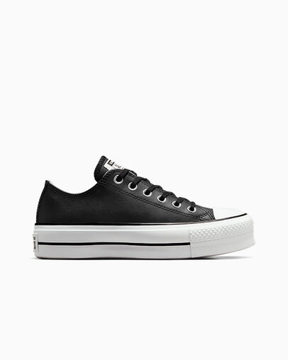 Chuck Taylor All Star Leather Platform Low Top Black/Black/White