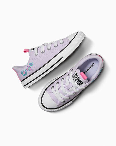 Chuck Taylor All Star Rave Hearts Vapor Violet/Oops Pink/ White, Angled View