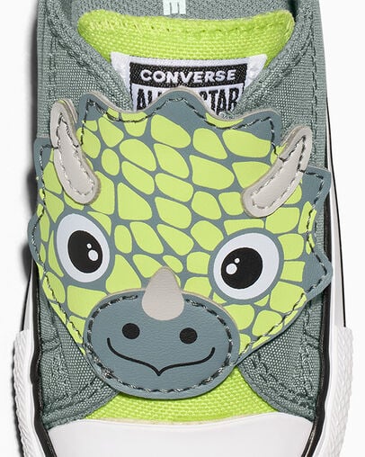 Chuck Taylor All Star One Strap Dinos Easy-On Mineral Brew Grey/Neon Mantis Green/White