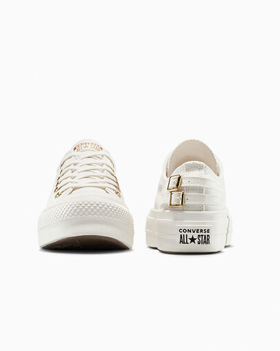 Chuck Taylor All Star Lift Platform Buckle Egret/Egret/Black, Heel View