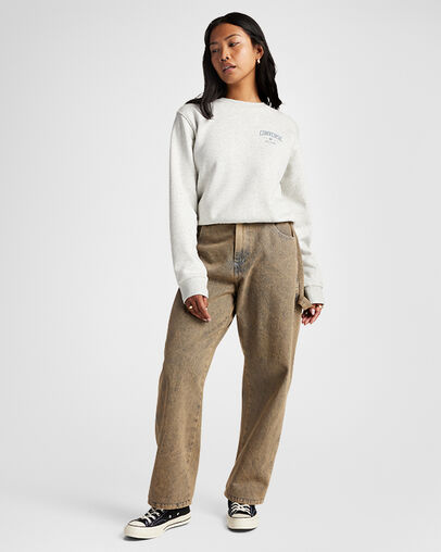 Retro Chuck Taylor Crew Light Retro Grey Heather, Full Body View