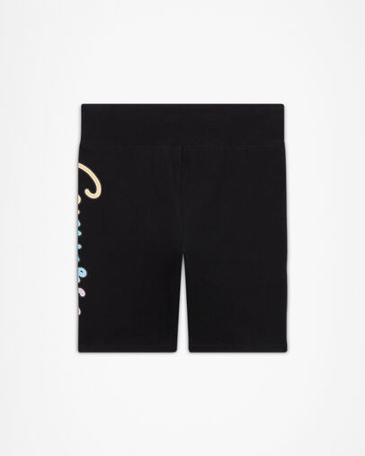 Glitter Script High Rise Bike Shorts Black, Back View