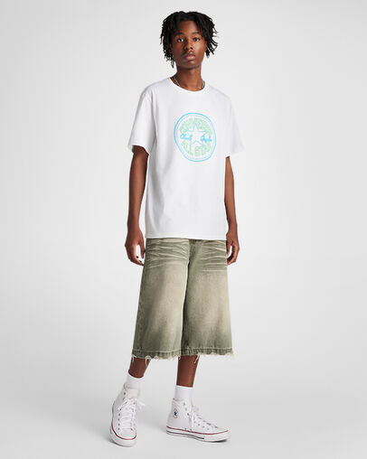 Neon Sign All Star Patch T-Shirt White, Full Body View