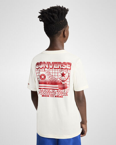 Retro Athletics Short Relaxed Sleeve T-Shirt Egret/Converse Red, Back View