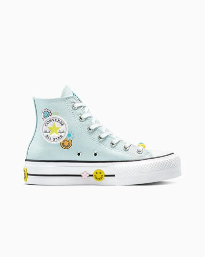 Chuck Taylor All Star Lift Platform Smiles You Dew You/White/Fresh Yellow, Outer Side View