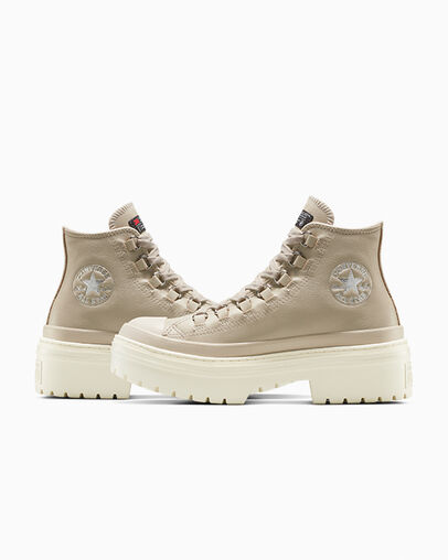 Chuck Taylor All Star Lugged Heel Platform Waterproof Leather Papyrus/Papyrus/Egret, Detail Angle View