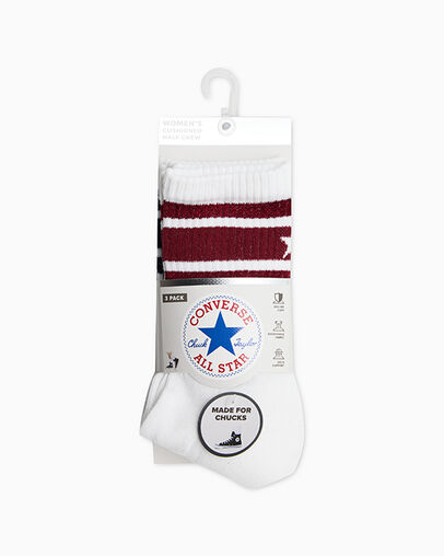 3-Pack High Shine Stripe Half Crew Socks Park Red, Detail View