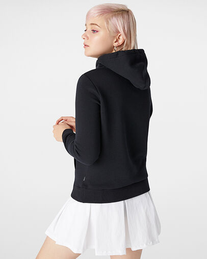 Star Chevron Embroidered Pullover Hoodie Black, Back View