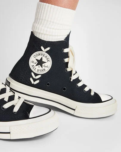 Chuck 70 Crafted Laces Black/Egret/Dark Matter, Reflective View