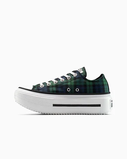 Chuck Taylor All Star Lift Double Stack Platform Plaid Navy/Black/Branch Out, Inner Side View
