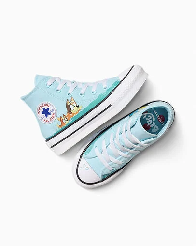 Converse x Bluey Chuck Taylor All Stars EVA Lift Platform Blue/White/Mutli, Angled View