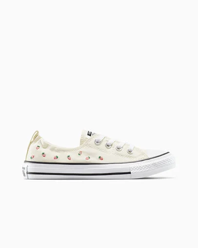 Chuck Taylor All Star Shoreline Embroidered Strawberries Slip On Egret/Soft Red/Green, Outer Side View