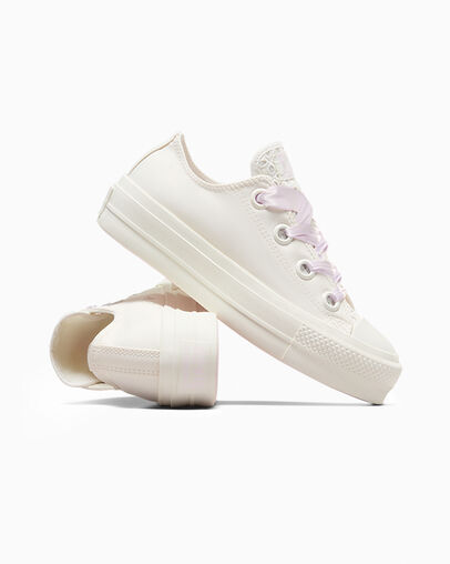Chuck Taylor All Star Lift Matte Satin Egret/Lilac Daze/Egret, Detail Angle View