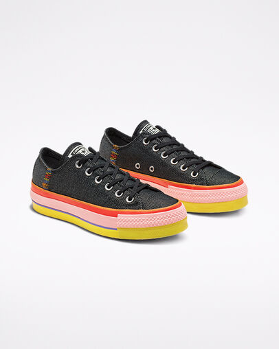 Chuck Taylor All Star Rainbow Platform Low Top Black/White/Coastal Pink