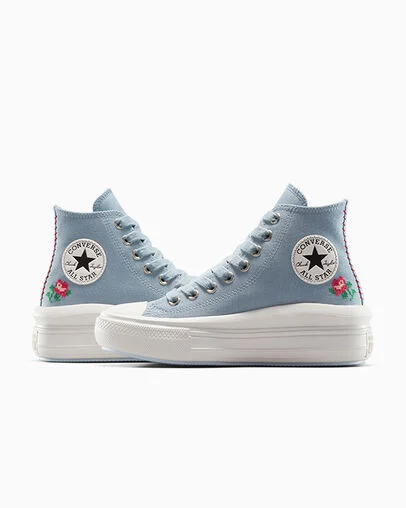 Chuck Taylor All Star Move Platform Rose Cross Stitch Wet Stone/Wet Stone, Detail Angle View