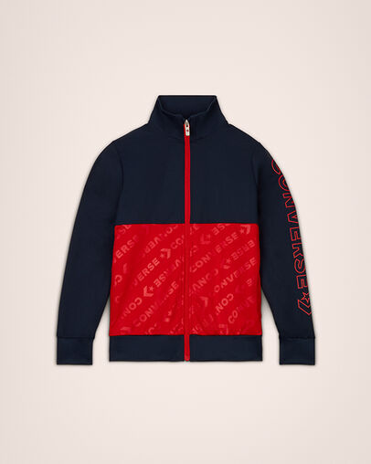 Colorblock Wordmark Track Full-Zip Jacket Obsidian, Detail View