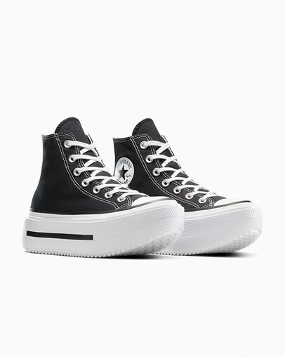 Chuck Taylor All Star Lift Double Stack Platform Canvas Black/White/Black, Top and Side View