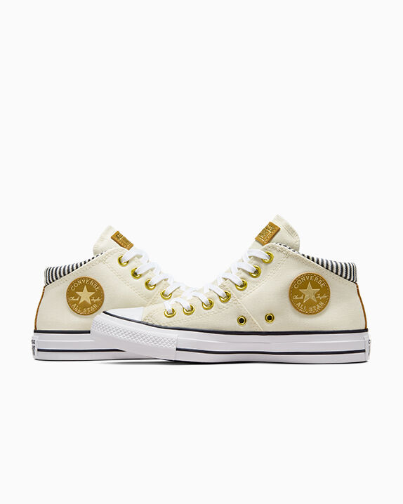 Golden  ホワイト スニーカー ゴールドスター Chuck Taylor All Star Madison Herringbone Stripe Women's Mid Shoe