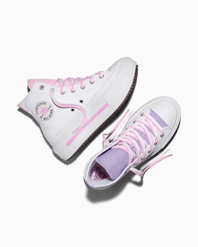 Converse x Hello Kitty&reg; and Friends Chuck Taylor All Star Lift Double Stack My Melody&trade; & Kuromi&trade; White/Pink/Purple, Angled View