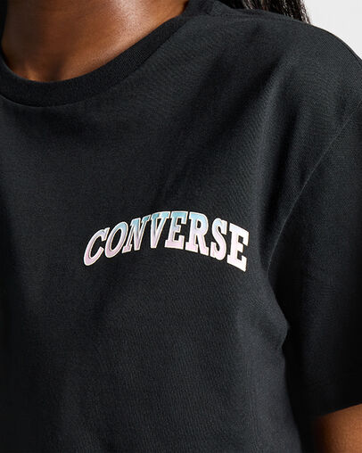 Gradient Logo Cropped T-Shirt Converse Black, Detail View
