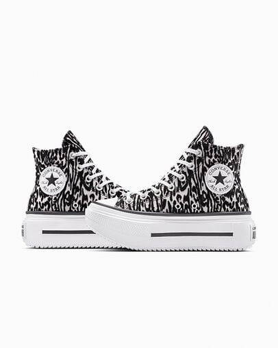 Chuck Taylor All Star Lift Double Stack Platform Leopard Black/Frozen Thistle/White, Detail Angle View