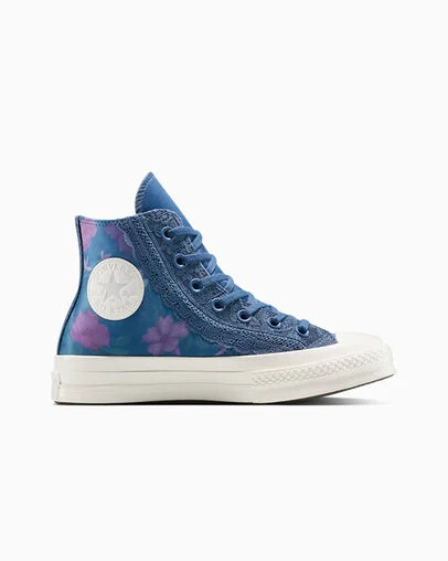 Chuck 70 Floral Satin Slacker Blue/Egret/Obsidian, Outer Side View