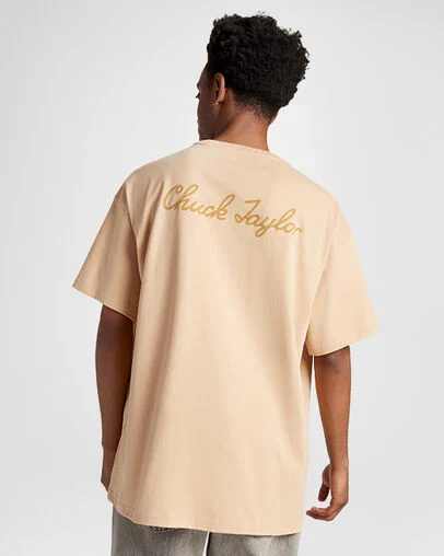 Go-To Loose Fit Sneaker Patch T-Shirt Coastal Dune, Back View