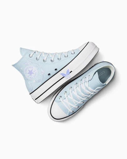 Chuck Taylor All Star Lift Platform Butterflies Blue Supermoon/White/Black, Angled View