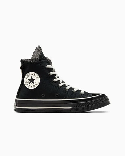 Chuck 70 Ruffles & Bows Black/Black/Egret, Outer Side View