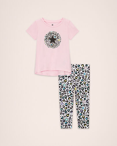 Leopard Chuck Taylor Patch Top & Leggings Set White, Front View