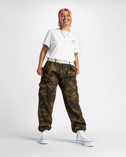 Chuck Taylor All Star Leather Platform White/Black/White, On Foot Shot 1