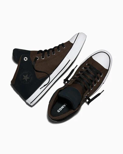 Chuck Taylor All Star High Street Colorblock Black/Fresh Brew/White, Angled View