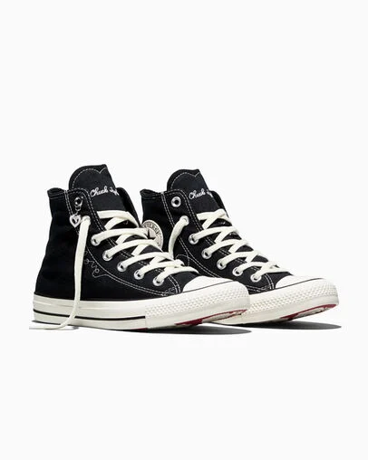 Chuck Taylor All Star Valentine's Day Black/Egret/Days Ahead Red, Top and Side View