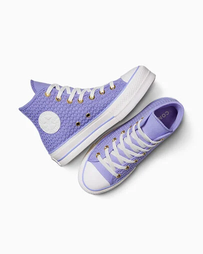 Chuck Taylor All Star Lift Platform Knit Violet Heat/Violet Heat/Egret, Angled View