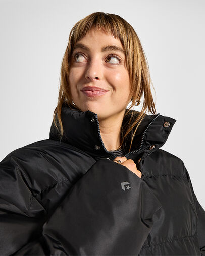 Short Super Puffer Jacket Converse Black, Detail View